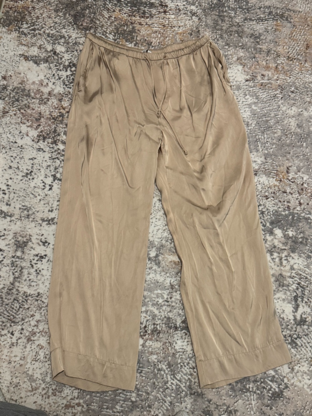 Ara Wide-Leg Drawstring Pants in Tan